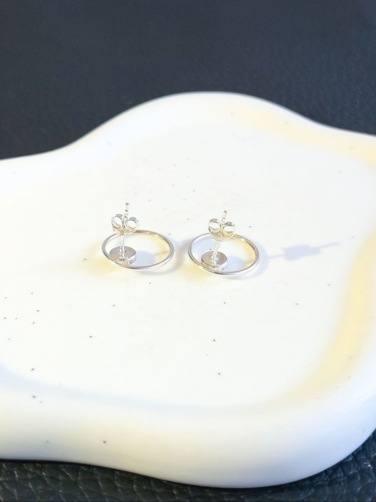 Sterling Silver Open Circle Stud Earrings 15mm