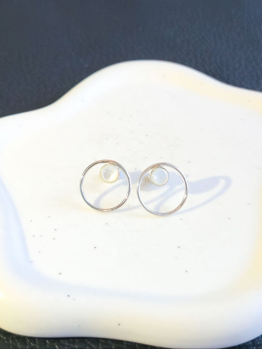 Sterling Silver Open Circle Stud Earrings 15mm