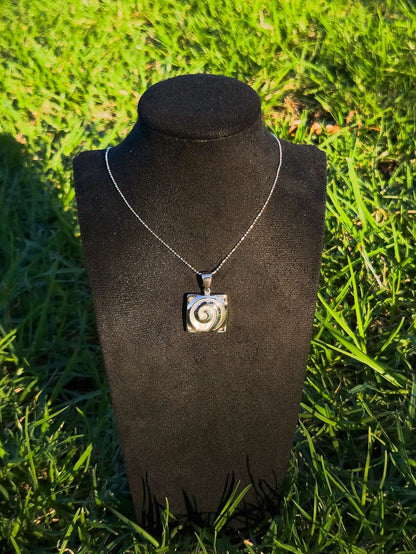 Sterling Silver Swirl Square Pendant