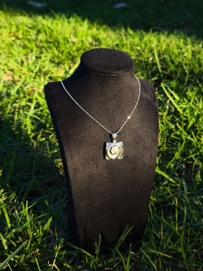 Sterling Silver Swirl Square Pendant