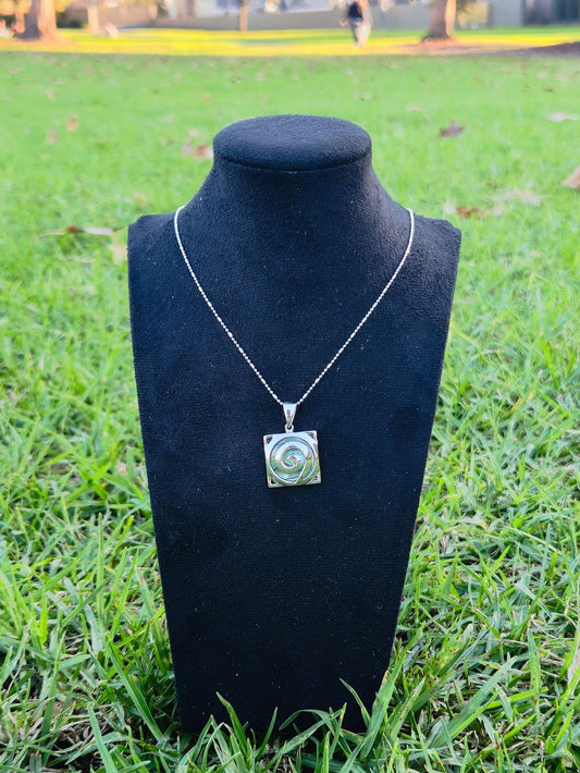 Sterling Silver Swirl Square Pendant