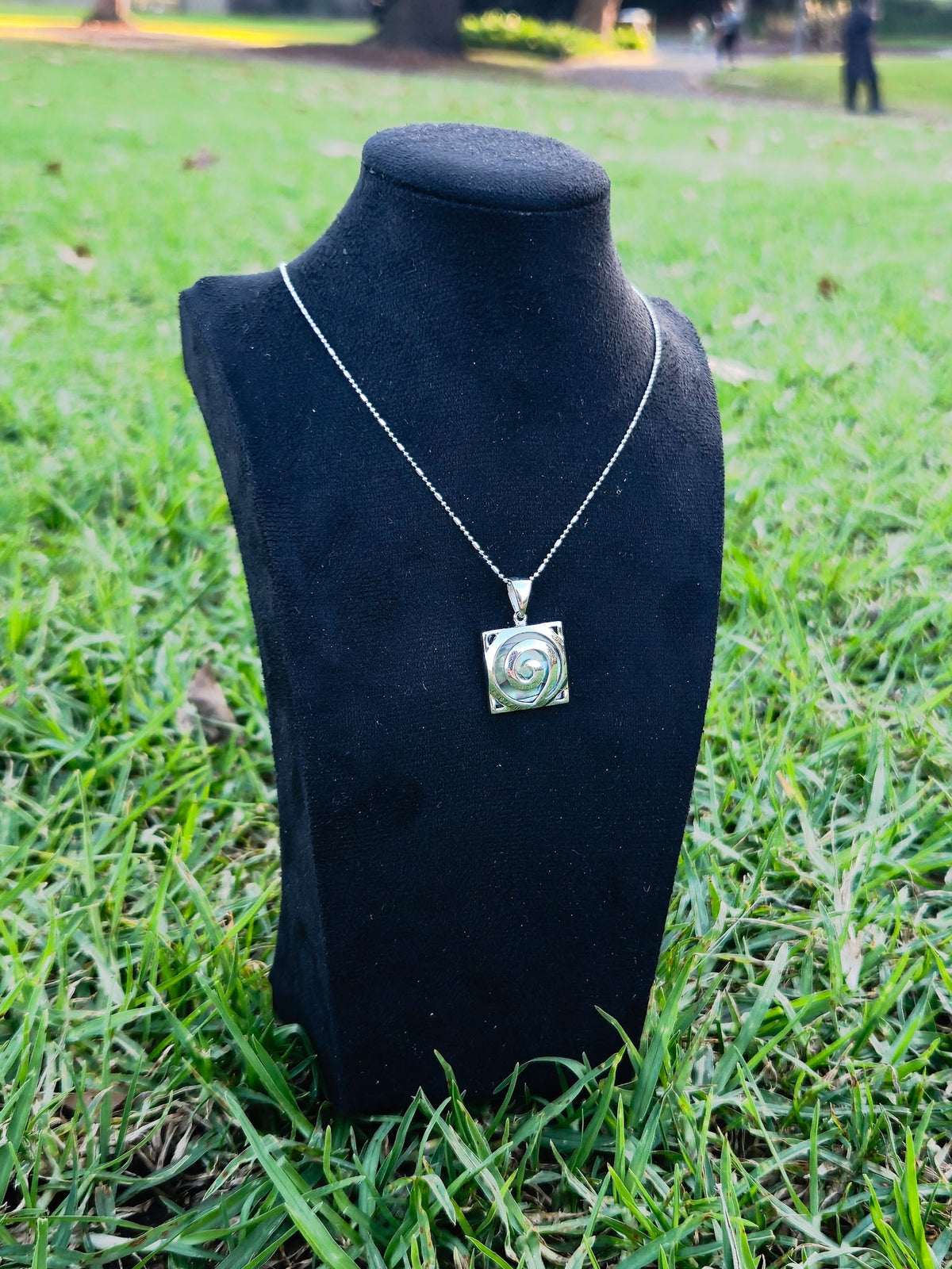 Sterling Silver Swirl Square Pendant