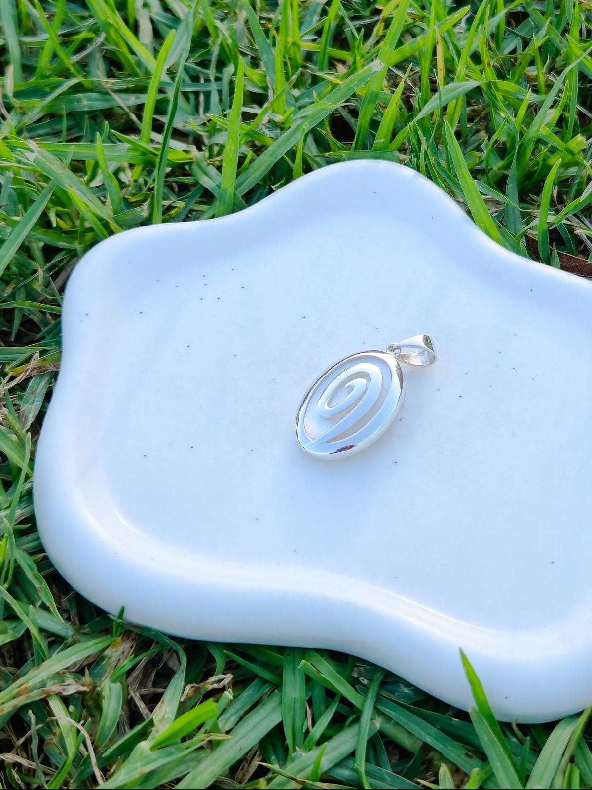 Sterling Silver Swirl Oval Pendant