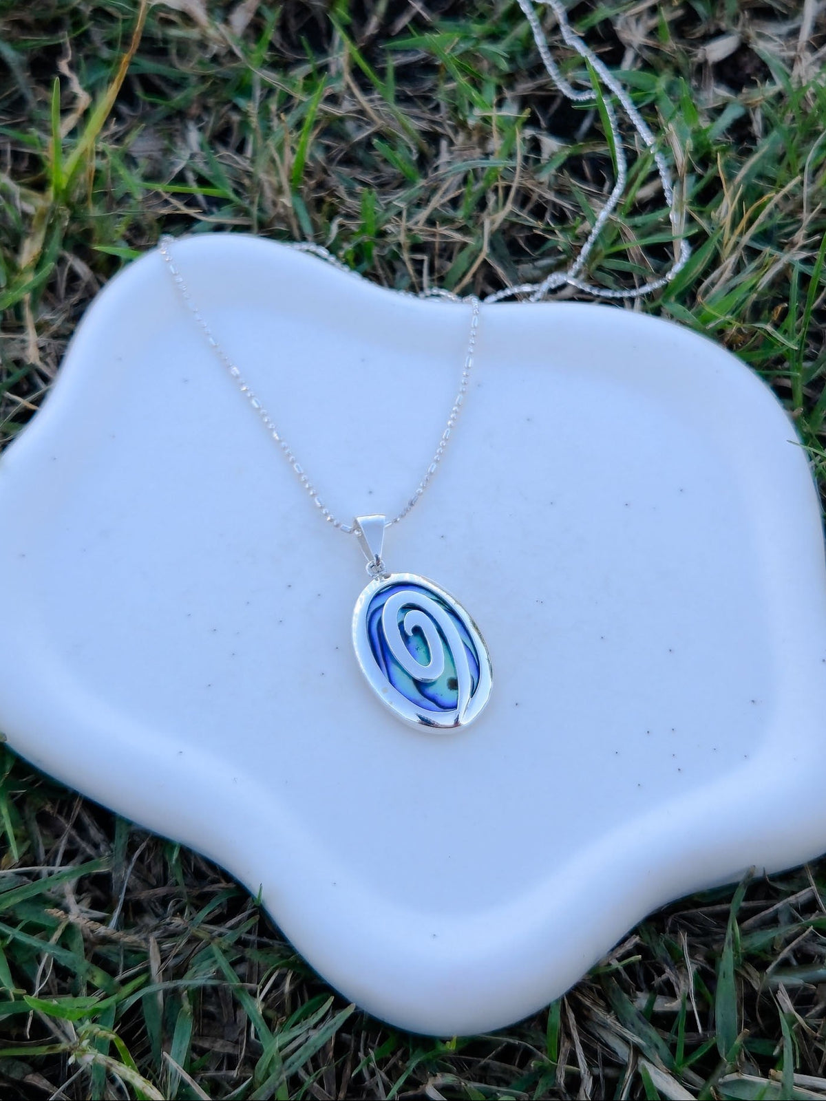 Sterling Silver Swirl Oval Pendant