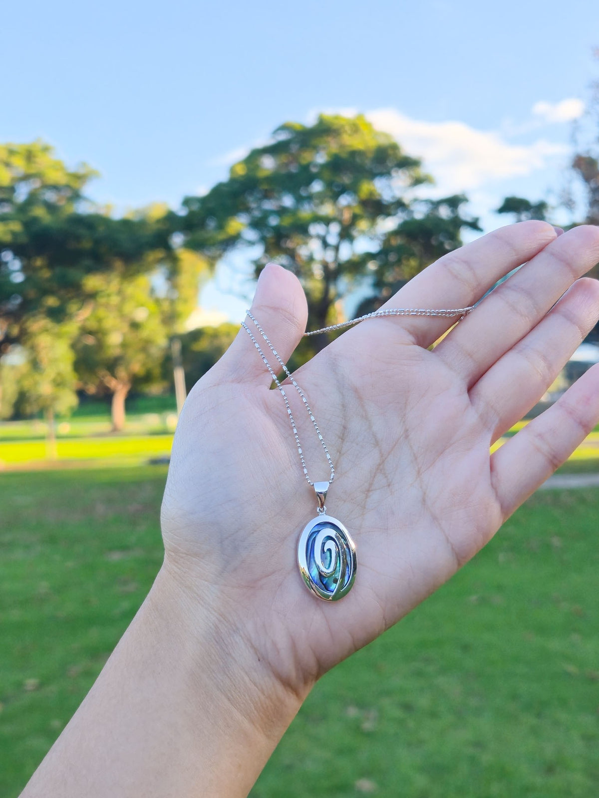 Sterling Silver Swirl Oval Pendant