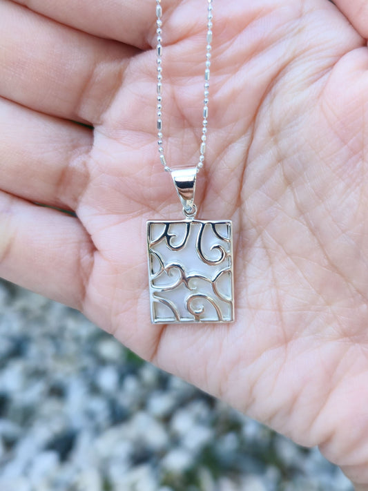 Sterling Silver Textured Rectangle Pendant