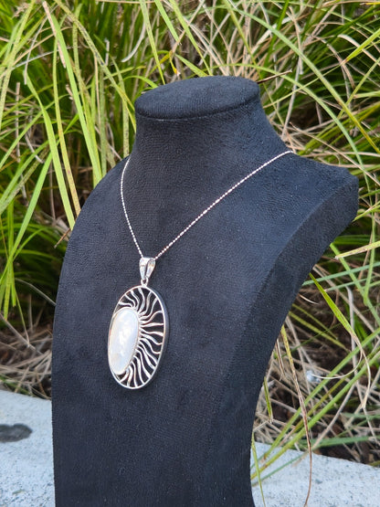 Sterling Silver Radiant Oval Pendant