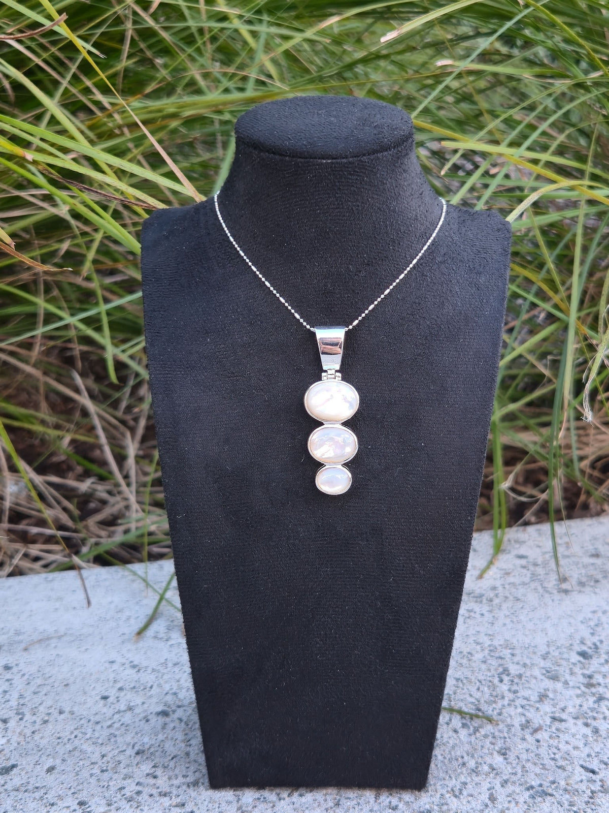 Sterling Silver Stacked Oval Pendant