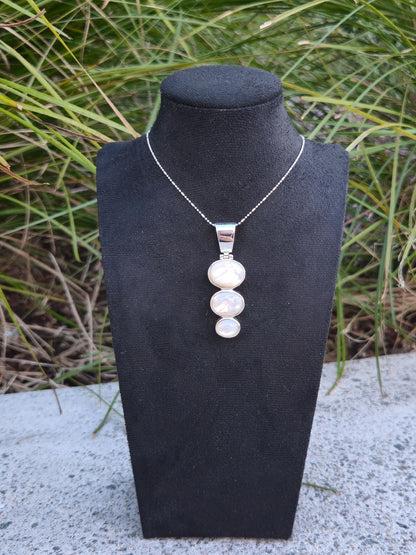 Sterling Silver Stacked Oval Pendant
