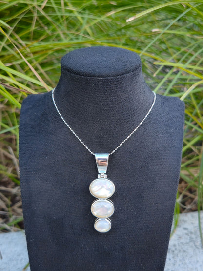 Sterling Silver Stacked Oval Pendant