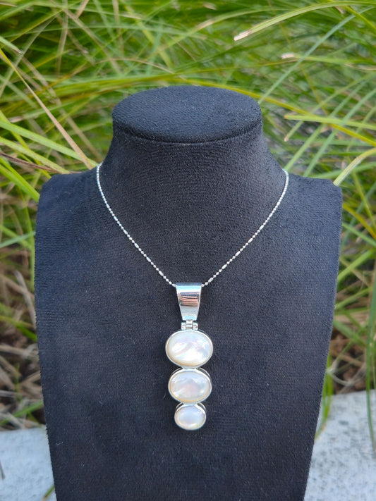 Sterling Silver Stacked Oval Pendant