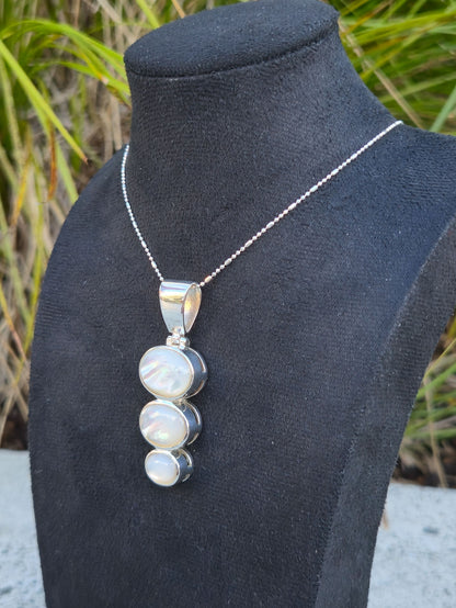 Sterling Silver Stacked Oval Pendant