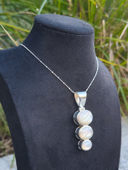 Sterling Silver Stacked Oval Pendant