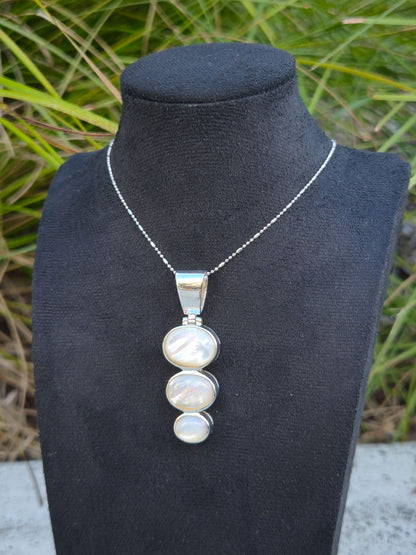 Sterling Silver Stacked Oval Pendant