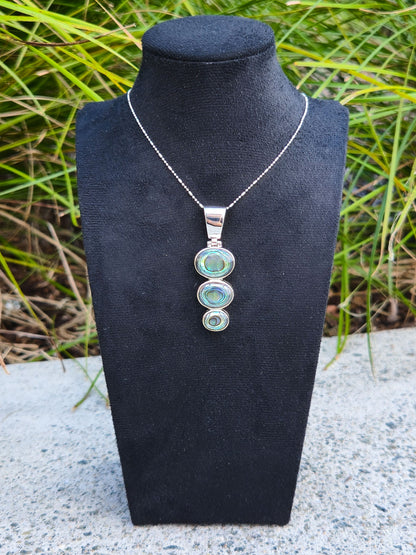 Sterling Silver Stacked Oval Pendant
