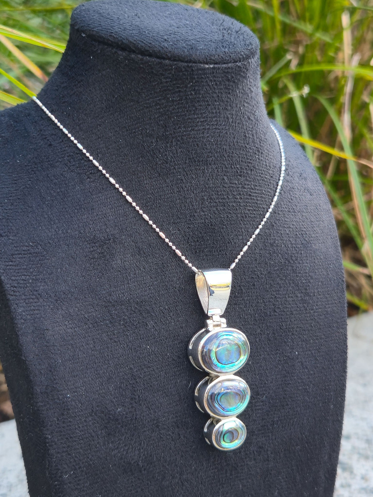 Sterling Silver Stacked Oval Pendant