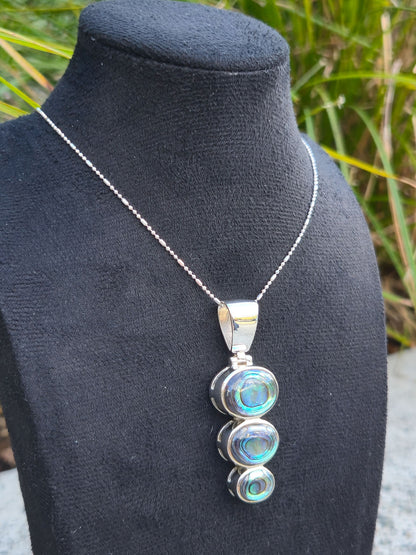 Sterling Silver Stacked Oval Pendant