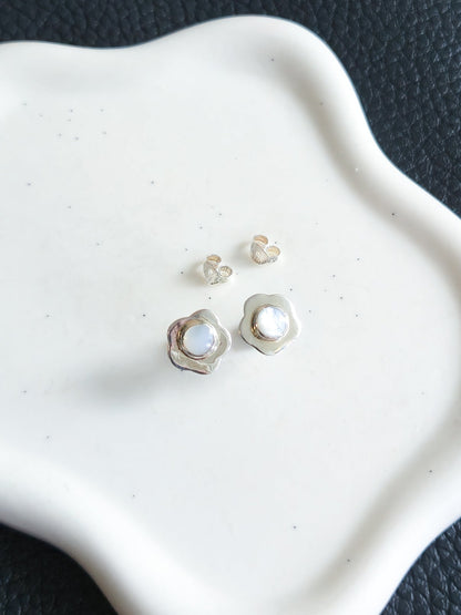 Sterling Silver Flower Stud Earrings 10mm